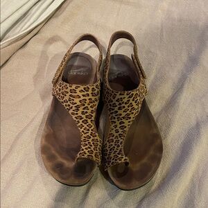 Dansko Tan Leopard Print Women's Reese Sandals